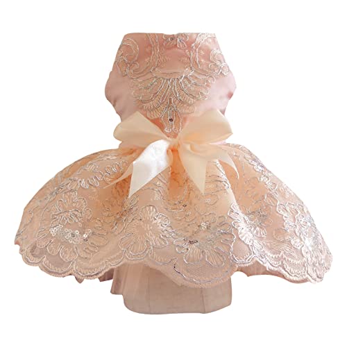 Hunde Kleider Besticktes Hochzeitskleid Tutu Kleid Prinzessinenkleid Katzen Kleidung Hunderock Rosa L von ZAOWU