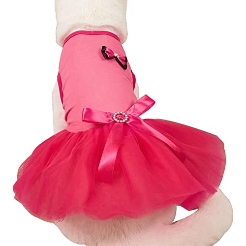 Hunde Kleider Besticktes Hochzeitskleid Tutu Kleid Prinzessinenkleid Katzen Kleidung Hunderock Rote Schleife S von ZAOWU