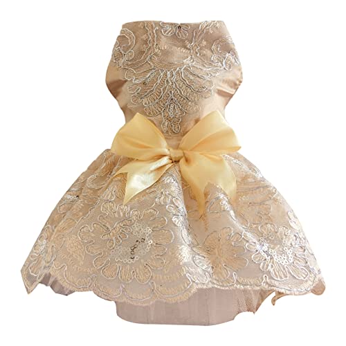 Hunde Kleider Besticktes Hochzeitskleid Tutu Kleid Prinzessinenkleid Katzen Kleidung Hunderock Sekt L von ZAOWU