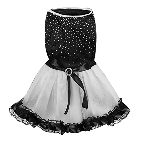 Hunde Schwarz Weiß Bling Kleid Hochzeit Kleider Für Katzen Prinzessin Rock Welpen Cosplay Kostüm S von ZAOWU