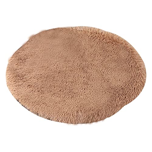 Hundebett Bettmatte für Hunde Weiches Plüsch Hundebett Waschbare Katzenbettmatte Weiche Warme Decke Hell Kaffee Durchmesser 100cm von ZAOWU