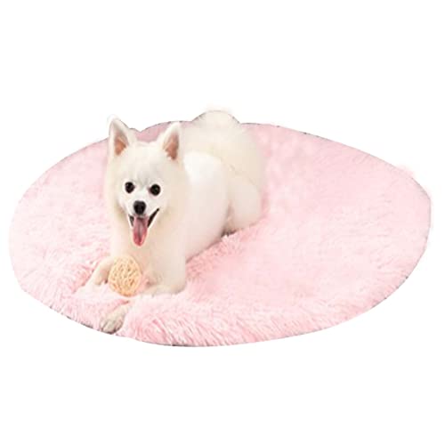 Hundebett Bettmatte für Hunde Weiches Plüsch Hundebett Waschbare Katzenbettmatte Weiche Warme Decke Hell Pink Durchmesser 80cm von ZAOWU