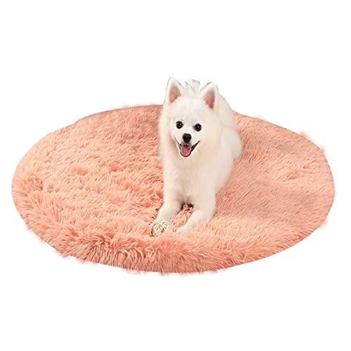 Hundebett Bettmatte für Hunde Weiches Plüsch Hundebett Waschbare Katzenbettmatte Weiche Warme Decke Rosa Durchmesser 100cm von ZAOWU