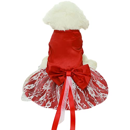 Hundekleider Mode Haustier Katzenrock Mesh Hündchen Prinzessin Kleid Bowknot Tutu Rock Partykleid Rot M von ZAOWU