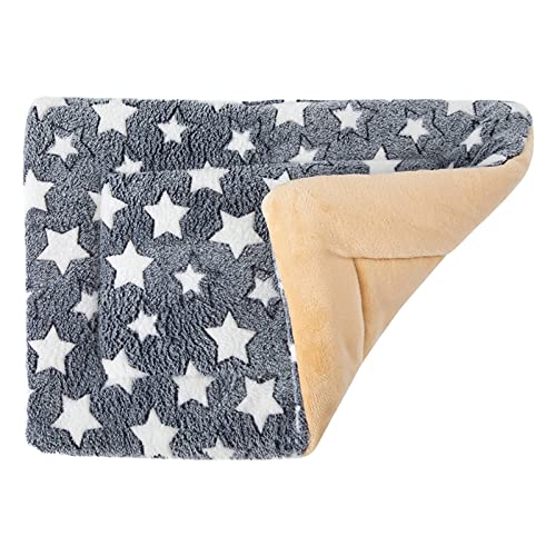 ZAOWU Hund Plüschmatte Verdicken Decke Katze warme Bettmatte Haustier Winterdecke Fuzzy Mat Blau Stern 16"x12" von ZAOWU