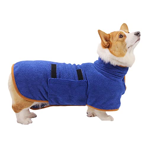 ZAOWU Hundebademantel aus Mikrofaser Badezubehör Badetuch Schnelltrockend Robe Für Hunde Badetuch Super Absorbent Pet Coat Blau L von ZAOWU