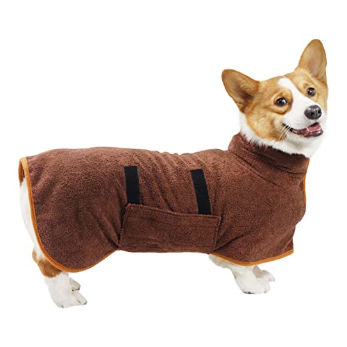 ZAOWU Hundebademantel aus Mikrofaser Badezubehör Badetuch Schnelltrockend Robe Für Hunde Badetuch Super Absorbent Pet Coat Braun L von ZAOWU