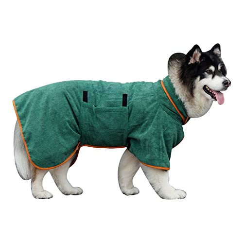 ZAOWU Hundebademantel aus Mikrofaser Badezubehör Badetuch Schnelltrockend Robe Für Hunde Badetuch Super Absorbent Pet Coat Grün M von ZAOWU