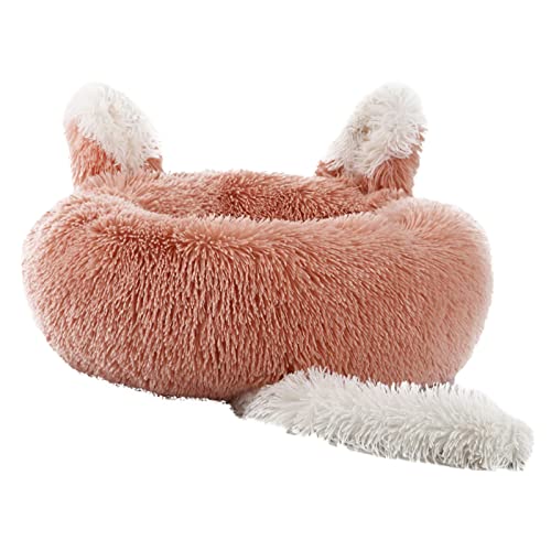 ZAOWU Plüsch Haustierbett für Hunde Bett beruhigendes Donut Katzen Schlafsofa weiche Matte mit Ohren und Schwanz Rosa 40cm von ZAOWU