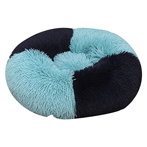 ZAOWU Rundes Plüsch Haustierbett für Hunde Katze weiche Bettmatte Farbblock Winter Hunde Bettmatte Blau Durchmesser 40cm von ZAOWU