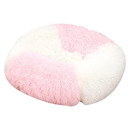 ZAOWU Rundes Plüsch Haustierbett für Hunde Katze weiche Bettmatte Farbblock Winter Hunde Bettmatte Rosa Durchmesser 40cm von ZAOWU