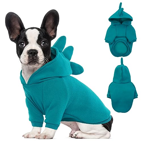 Hund Hoodie Winterjacke Kapuze Hund Dinosaurier Warme Weste Kostüm Zweibeinige Haustier Warme Bekleidung für Kleine Mittlere Hunde Hund Winter Kleidung für Französische Bulldogge Mops, Mini Pinscher von ZARYIEEO