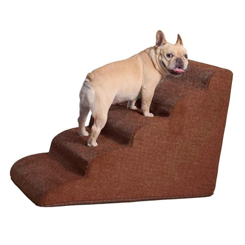 5-stufige Haustiertreppe, rutschfeste, Ausgewogene, Gebogene Haustiertreppe für Hohe Betten, Kletternde Hundetreppe für die Couch (ZASCHMOYz3vdmx2owr-2B) von ZASCHMOY