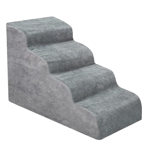 Hundetreppe Fürs Bett, 4 Etagen, rutschfeste Haustierrampe für Kleine Hunde, Abnehmbare und Waschbare Hundetreppe für Sofa (ZASCHMOYpfd6gkr2qb-LP) von ZASCHMOY