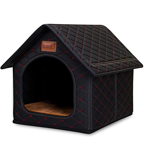 ZAW Großes Haustierbett für Hunde und Katzen, Höhle für Haustiere, Welpen, Winter, Sommer, faltbar, Katzennest, Haustierhaus, Haustierbett (Farbe: Schwarz, Größe: 65 cm) von ZAW