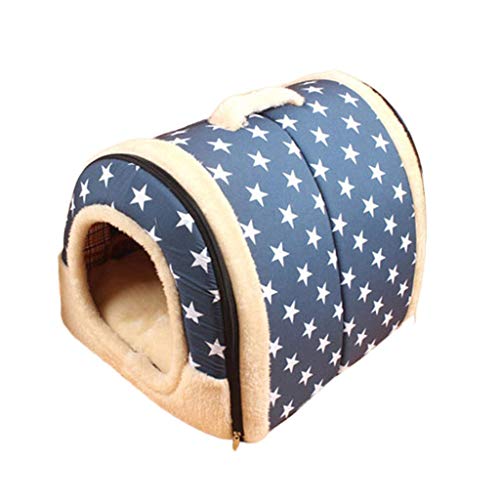 ZAW Hundebett 2021 Neue 2 IN 1 Zuhause und Sofa for Hundebett Katze Welpen Kaninchen Haustier Warme weiche warme Haustier Kennel Sofa Schlafsack Haus Welpen Höhlenbett Katzenbett (Color : Navy Blue) von ZAW