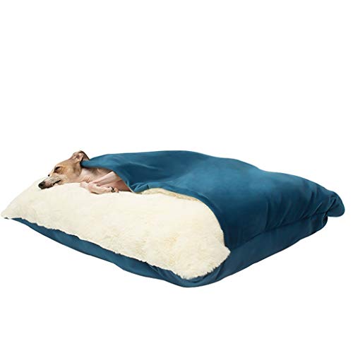 ZAW Hundebett Deluxe Hundebett Weiche Plüsch Haustier Bett - Hund Kiste Pad Matte Maschine Waschbare Anti-Rutsch Hundebetten Haustier Nest Indoor Nest Bett Katzenbett (Color : Blue, Größe : 63cm) von ZAW