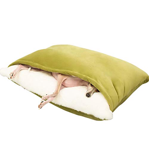 ZAW Hundebett Deluxe Hundebett Weiche Plüsch Haustier Bett - Hund Kiste Pad Matte Maschine Waschbare Anti-Rutsch Hundebetten Haustier Nest Indoor Nest Bett Katzenbett (Color : Green, Größe : 103cm) von ZAW