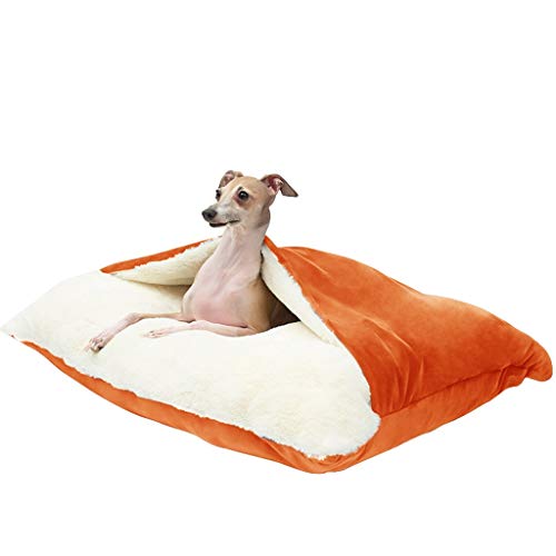 ZAW Hundebett Deluxe Hundebett Weiche Plüsch Haustier Bett - Hund Kiste Pad Matte Maschine Waschbare Anti-Rutsch Hundebetten Haustier Nest Indoor Nest Bett Katzenbett (Color : Orange, Größe : 103cm) von ZAW