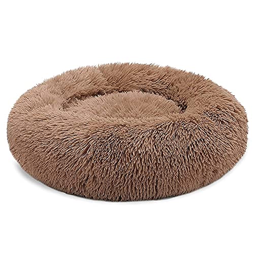 ZAW Hundebett Haustier Hund Bett super weicher Kennel Runde Flauschige Katze Haus warm Indoor Bequeme schlafende Kissen Matte Sofa waschbar Welpen Lange Plüsch Katzenbett von ZAW