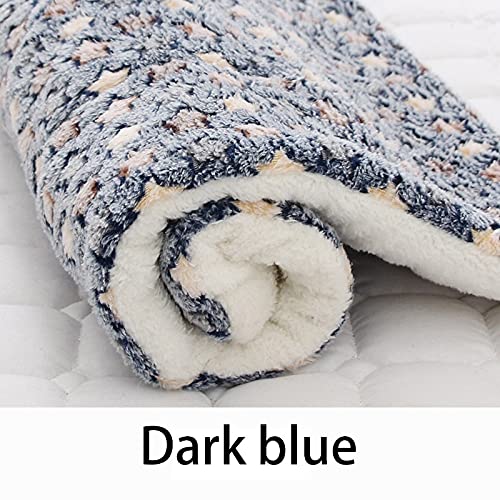 ZAW Hundebett Haustier Schlafmatte Katze Bett Hundebett Verdickte Haustier Weiche Wolle Matte Decke MMATTRESS Haushalt Tragbare Waschbare Warmteppiche Katzenbett (Color : Dark Blue, Größe : 49x32cm) von ZAW