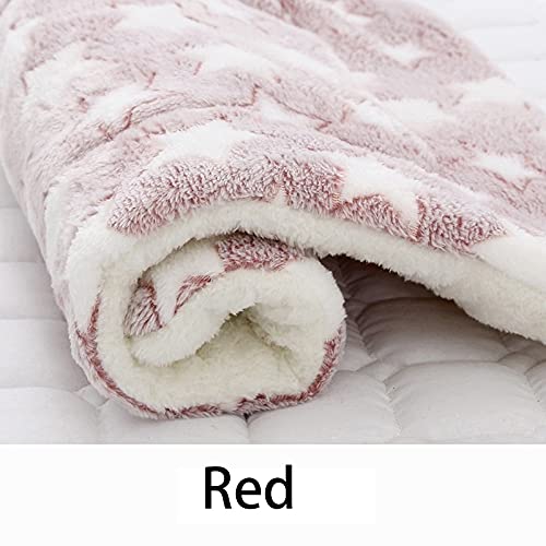 ZAW Hundebett Haustier Schlafmatte Katze Bett Hundebett Verdickte Haustier Weiche Wolle Matte Decke MMATTRESS Haushalt Tragbare Waschbare Warmteppiche Katzenbett (Color : Red, Größe : 49x32cm) von ZAW