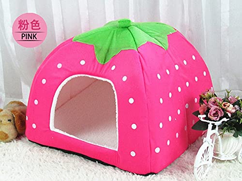 ZAW Hundebett Heißer Nette Haustierbedarf Hundehaus Weiche Rosa Katzen Kaninchen Bett Haus Kennel Doggy Warme Waschbare Kissenkörbe for Welpen Home Katzenbett (Color : Pink, Größe : 31x31cm) von ZAW