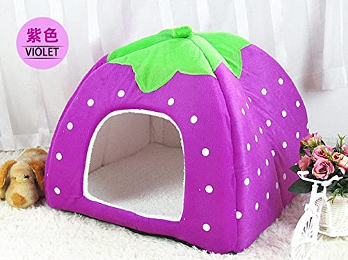 ZAW Hundebett Heißer Nette Haustierbedarf Hundehaus Weiche Rosa Katzen Kaninchen Bett Haus Kennel Doggy Warme Waschbare Kissenkörbe for Welpen Home Katzenbett (Color : Purple, Größe : 36x36cm) von ZAW