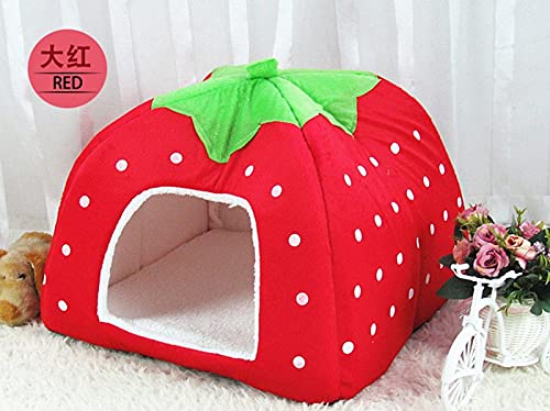 ZAW Hundebett Heißer Nette Haustierbedarf Hundehaus Weiche Rosa Katzen Kaninchen Bett Haus Kennel Doggy Warme Waschbare Kissenkörbe for Welpen Home Katzenbett (Color : Red, Größe : 36x36cm) von ZAW