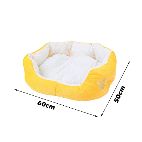 ZAW Hundebett Hundebett Waschbar Pet Plüsch Warme Warthund Sofa Katze Wurf Schlafende Betten Super weiche Haustier Bett Kissenmatte Tragbare Katze Zubehör Katzenbett (Color : Corn Color) von ZAW