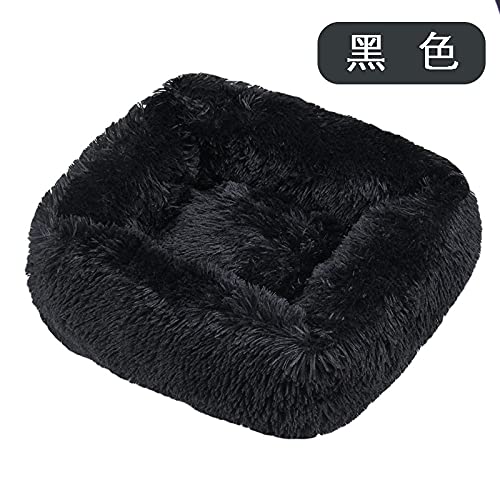 ZAW Hundebett Hundebetten Haus Sofa Square Baumwolle Plüschmatte XL 20 cm. for kleine mittelgroße Hunde große Labradors Katzenhaus Haustier Bett Dropshipping Katzenbett (Color : Black, Größe : 80X65) von ZAW