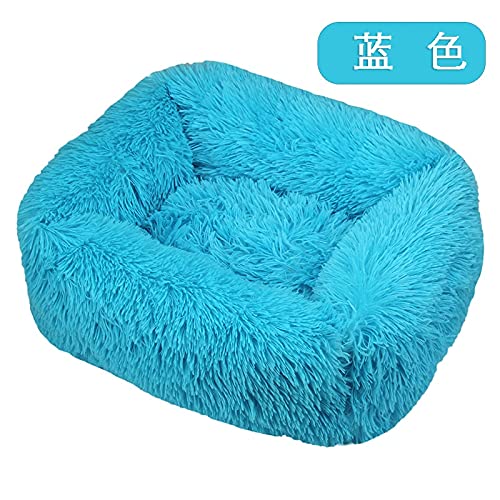 ZAW Hundebett Hundebetten Haus Sofa Square Baumwolle Plüschmatte XL 20 cm. for kleine mittelgroße Hunde große Labradors Katzenhaus Haustier Bett Dropshipping Katzenbett (Color : Blue, Größe : 55X45) von ZAW