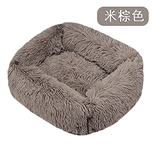 ZAW Hundebett Hundebetten Haus Sofa Square Baumwolle Plüschmatte XL 20 cm. for kleine mittelgroße Hunde große Labradors Katzenhaus Haustier Bett Dropshipping Katzenbett (Color : Brown, Größe : 66X55) von ZAW