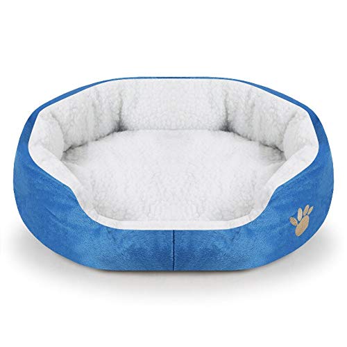 ZAW Hundebett Hundebetten for große Hunde Kaschmire Erwärmung Haustier Hund Bett Sofa Liege Katze Nestkörbe Plüsch Kennel Bett Komfortable Haustierbedarf Katzenbett (Color : Blue) von ZAW