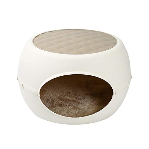 ZAW Hundebett Katze Home Tragbare Haustier Bett Haus Warme und gemütliche Katzenbett für Haustiere Abnehmbare Reise Hausstuhl Tier Nest Für kleine Tiere Katzenbett (Color : Beige) von ZAW