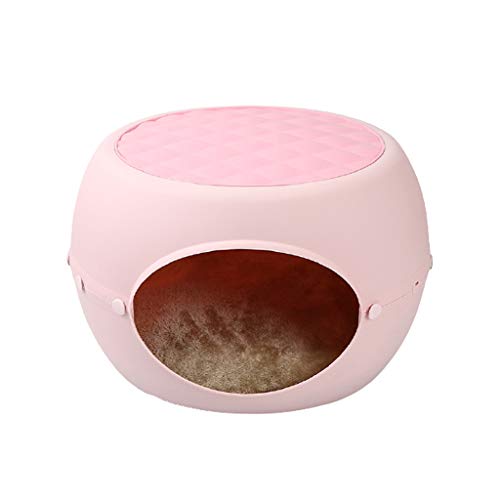 ZAW Hundebett Katze Home Tragbare Haustier Bett Haus Warme und gemütliche Katzenbett für Haustiere Abnehmbare Reise Hausstuhl Tier Nest Für kleine Tiere Katzenbett (Color : Pink) von ZAW