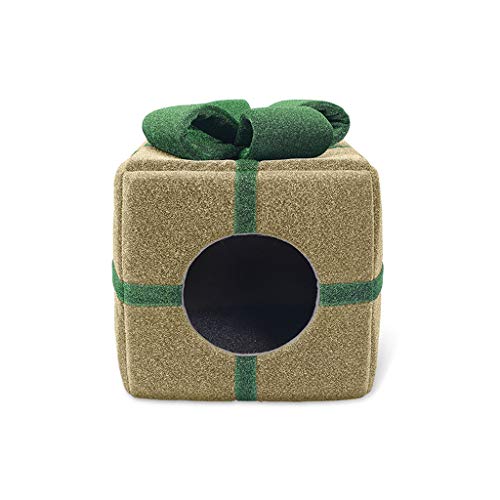 ZAW Hundebett Quadratisch Geschenkbox Haustier Katzenbett Warm Haustierprodukte Weiches Haustierbett für Katzen Abnehmbares Haus für Katze Welpe Baumwolle Katzenmatte Haustierbett (Farbe: Gold) von ZAW