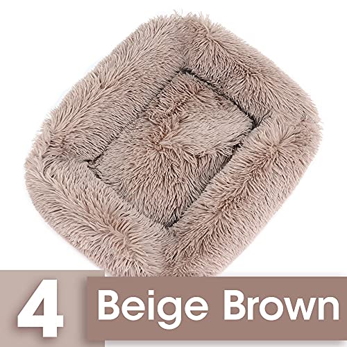 ZAW Hundebett Quadratische Katze Bett Haus Katzen Hundematte Winter Warme Schlafhunde Welpen Nest Weiche Langer Plüsch Pet Kissen Tragbar for Haustiere Katzen Korb Katzenbett von ZAW