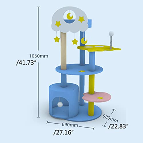 ZAW Kratzbaum Katze Baum Katze Turm Große Blaue Katze Kletterrahmen Katze Kratzer Beitrag Multi-Layer Springplattform Robuste Katze Möbel Katzenbaum Kratzbäume (Color : D) von ZAW