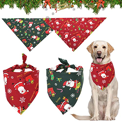 Weihnachten Hund Halstuch, Haustier Bandana Schal Dreieck Lätzchen Rot Grün Kopftücher für Weihnachts Haustier Kostüm Zubehör, Hundehalstuch Bandanas für Kleine Mittelgroße Welpen Katzen, 2 Stück von ZAWTR