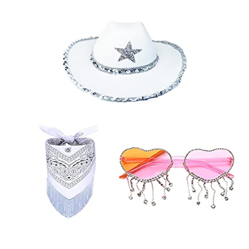 ZAYIUKI Cowboyhat Gläser Bandanaset Bachelorette Bandanabridal Party Hut Bachelorette Party Cowgirl -Brille Brautparty von ZAYIUKI