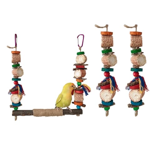 Lovebirds Papageien Käfig Sitzstange Ständer Brücke Schaukel Kauen Klettern Holz Training Maiskolben Spielzeug für Vogel Set Vogelschaukeln für Sittiche von ZBIianxer