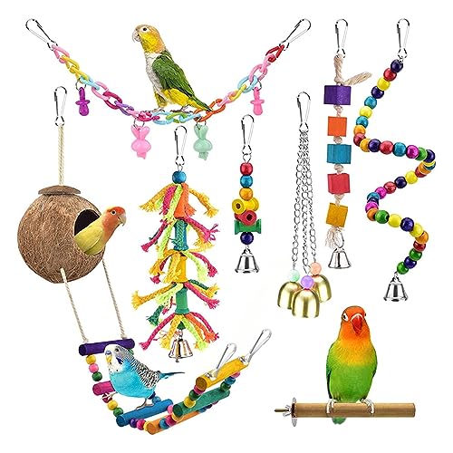 Papagei Spielzeug Kit Vogelkäfig Spielzeug für Papageien Vogelspielzeug Zubehör Papagei Spielzeug Kauen Vogel Spielzeug Vögel Schaukel Papagei Spielzeug Kits von ZBIianxer