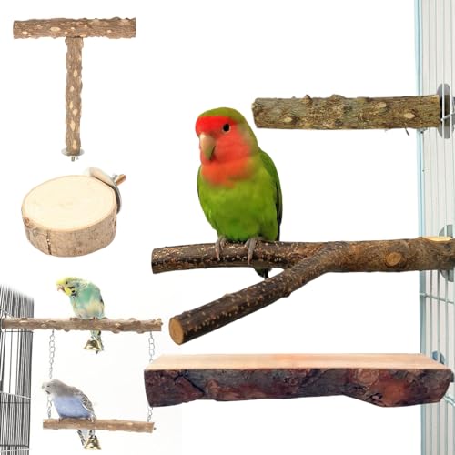 Vogelständer aus Holz, vielseitig einsetzbar für Vogelkomfort und Unterhaltung, leicht zu reinigen, geeignet für Vogelzüchter, Papageienständer, Spielzeug, Vogelleiter, Sitzstange, Käfig, von ZBIianxer