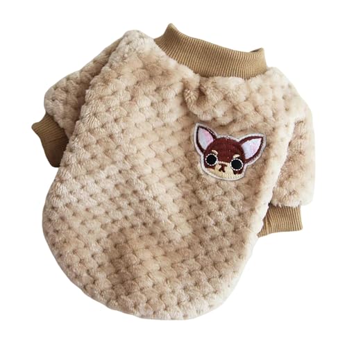 ZBJZUIMEI Hundebekleidung Warme Haustierkleidung Süßer Obstdruckmantel Mittel Kleiner Hund Katze Hemdjacke Teddy Bulldoggen Winteroutfit Weich-braun-XL von ZBJZUIMEI