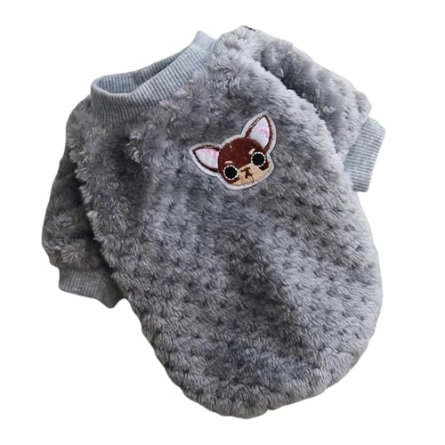 ZBJZUIMEI Hundebekleidung Warme Haustierkleidung Süßer Obstdruckmantel Mittel Kleiner Hund Katze Hemdjacke Teddy Bulldoggen Winteroutfit Weich-grau-XL von ZBJZUIMEI