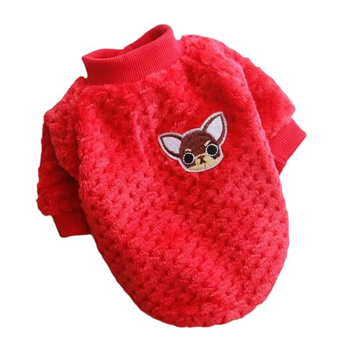 ZBJZUIMEI Hundebekleidung Warme Haustierkleidung Süßer Obstdruckmantel Mittel Kleiner Hund Katze Hemdjacke Teddy Bulldoggen Winteroutfit Weich-rot-XL von ZBJZUIMEI