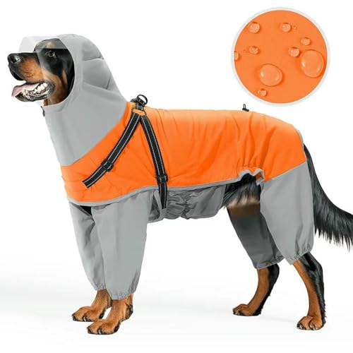 ZBJZUIMEI Poncho Regen Reflektierende wasserdichte Hunde Regenmantel Mit Kapuze Transparente Maske Vollbedeckung Haustier Regenmantel, Mittlere Große Hunde, Traktionsloch-orange-XXXL ZBJZUIMEI Poncho Regen Reflektierende wasserdichte Hunde Regenmantel Mit Kapuze Transparente Maske Vollbedeckung Haustier Regenmantel, Mittlere Große Hunde, Traktionsloch-orange-XXXL von ZBJZUIMEI