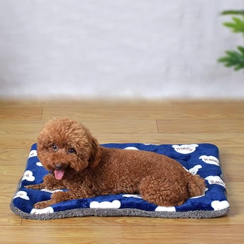 ZCXCsfp Hundebett-Matratze, Mehrzweck-Katzenbett, Decke, Welpenmatte, Kissen für kleine, mittelgroße und große Hunde und Katzenkäfige (Marineblau, Größe L (53 x 68 cm) von ZCXCsfp