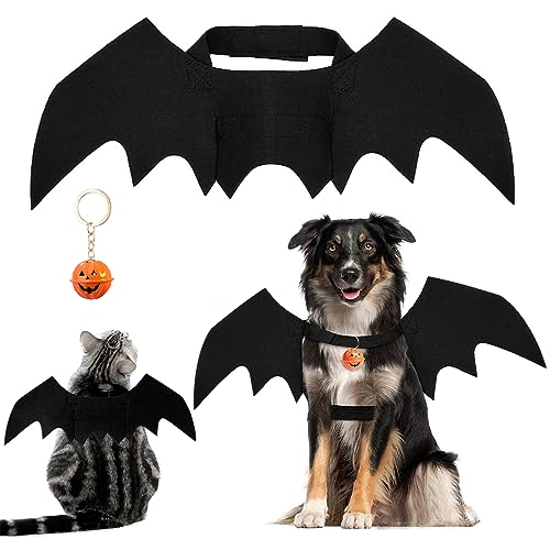 Haustier Fledermausflügel,Haustier Fledermaus Kostüm,Katze Fledermaus Kostüm,Fledermausflügel Hund,Halloween Haustier Kostüm Fledermaus,Halloween Haustier Wings mit Pumpkin Bell (M) von ZDQC